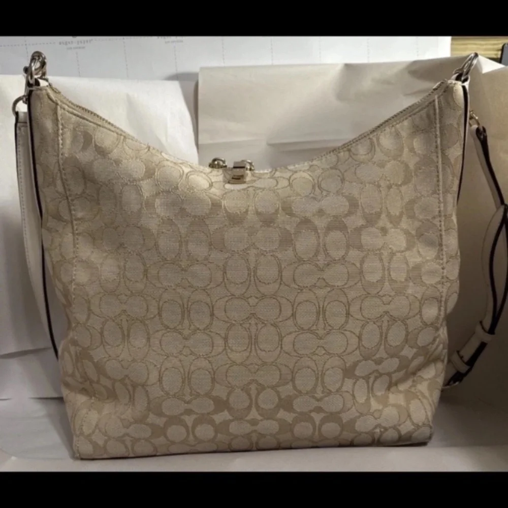 Coach Beige Signature Shoulder Bag​
